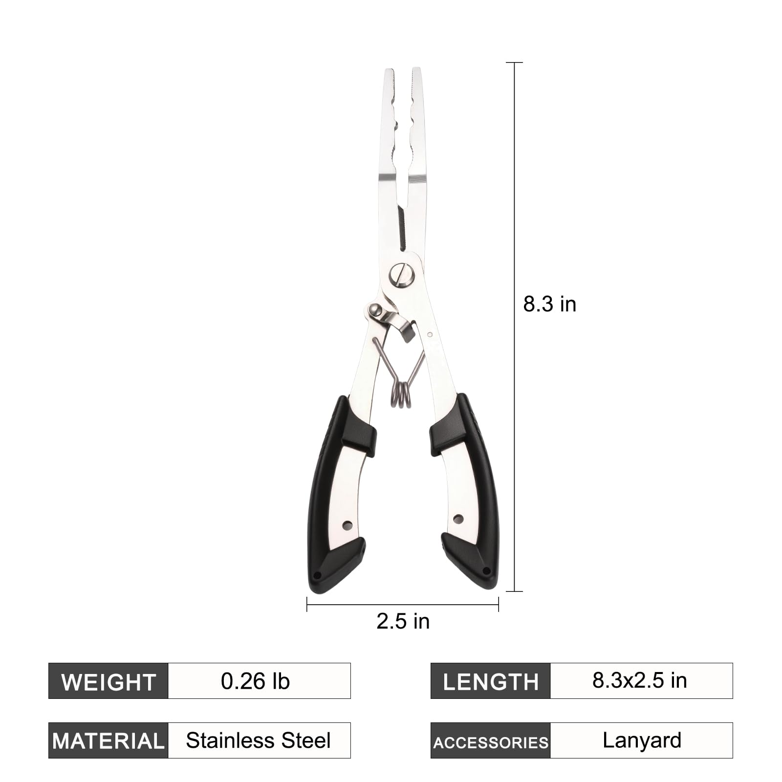2.2 inch serrated jaw for easy hook removal