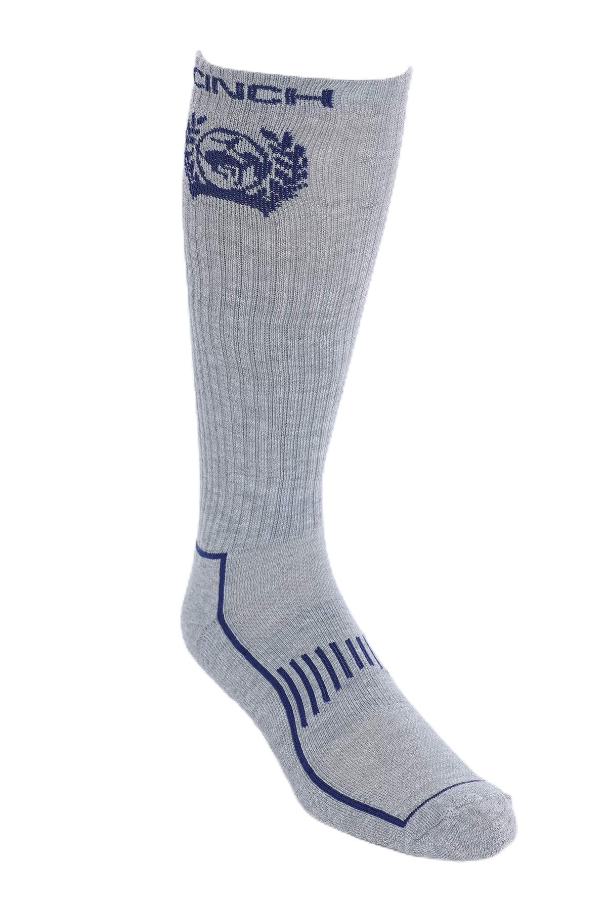 CINCH men's performance boot sock Heather Grey texture showing moisture-wicking breathability for all-day wear.
