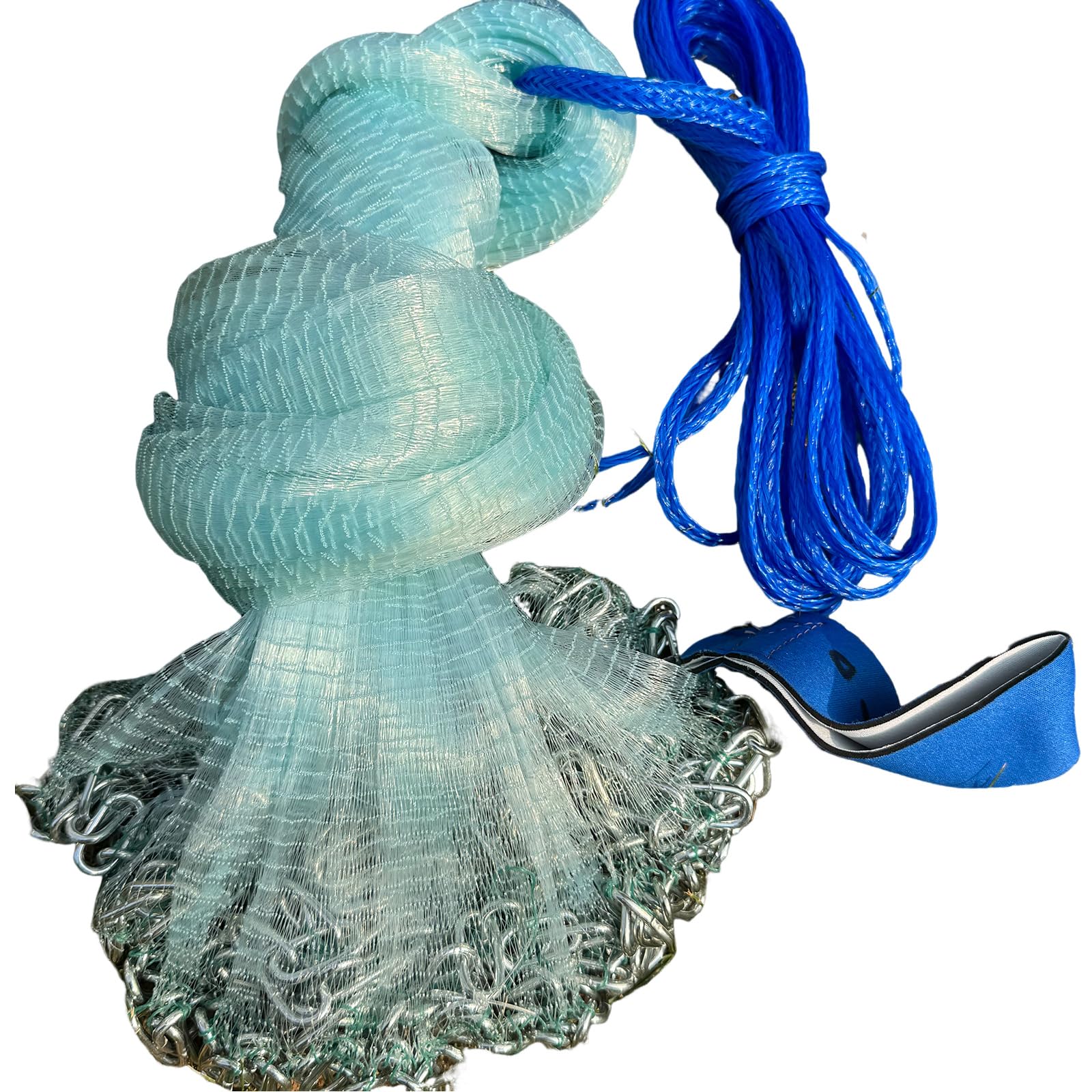 CINGHI LUSSO Easy Throw Cast Net chain bottom closeup for fast sinking and reliable bait capture.
