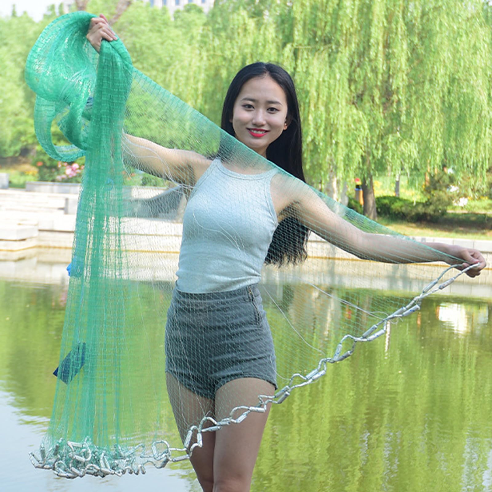 CINGHI LUSSO Easy Throw Net suitable for both saltwater and freshwater fishing.