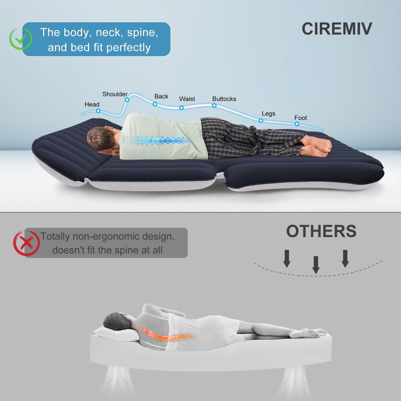 Ciremiv SUV air mattress edge color detail emphasizes premium look.