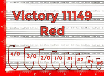 Circle B Tackle Victory 11149 red jig hook with AccuArc for precise hooksets.