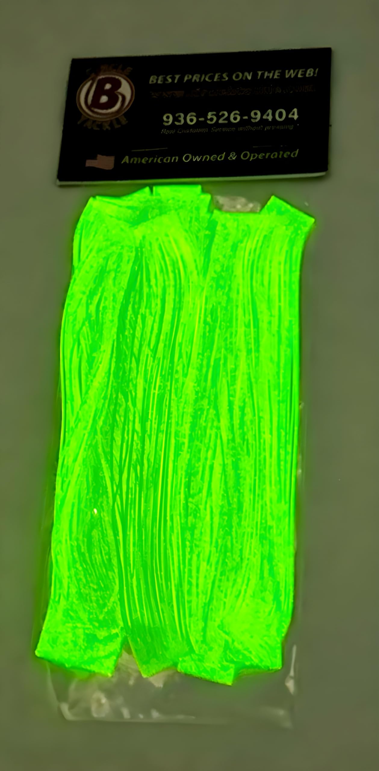 Circle B Tackle bright luminous skirts absorb light for visibility in low light.