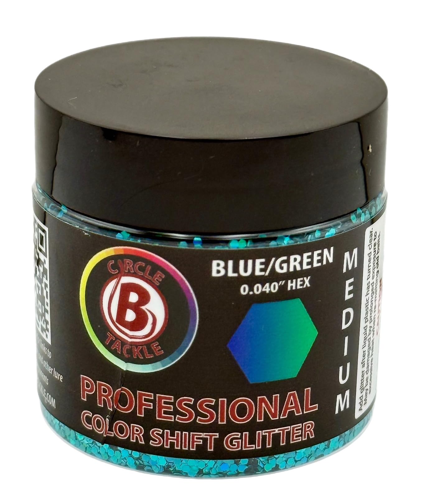 Circle B Tackle color-changing hex glitter close-up on lures.
