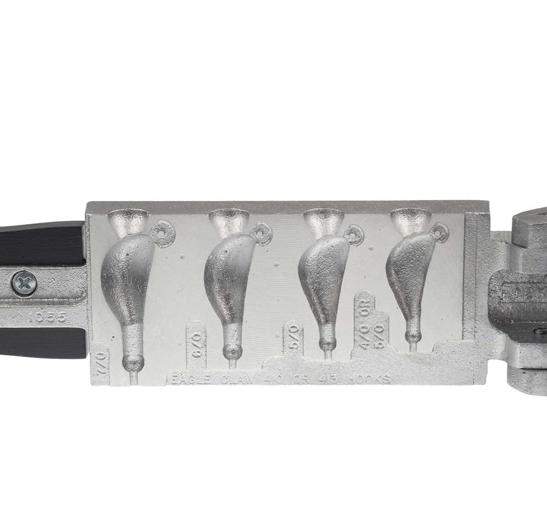Circle B Tackle Do It Banana Jig 1 oz shot highlighting ball collar and four-cavity mold.