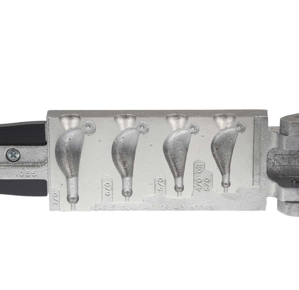 Circle B Tackle Do It Banana Jig 1 oz shot highlighting ball collar and four-cavity mold.