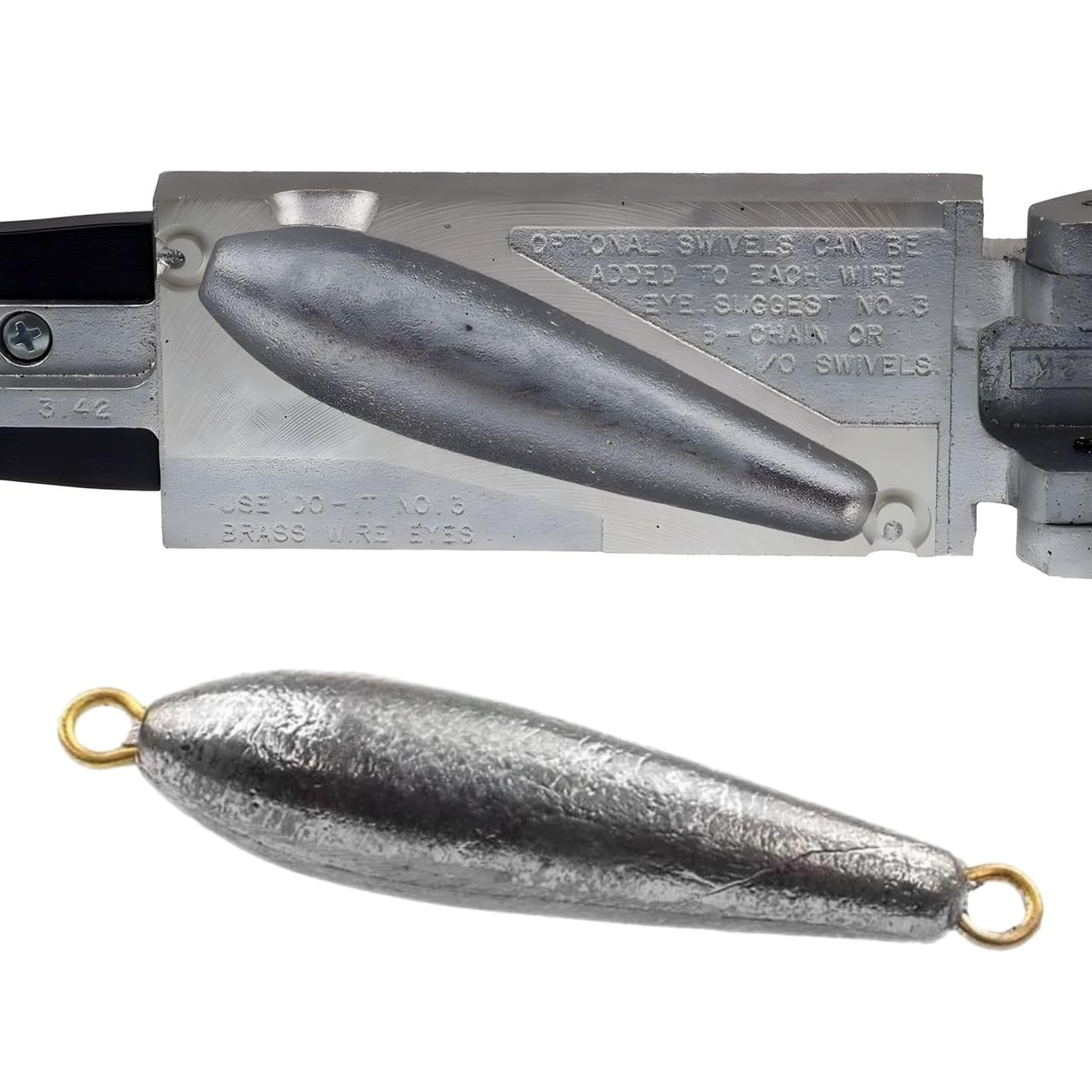 Circle B Tackle Do It Mold inline trolling sinker front view, optimized for streamlined trolling