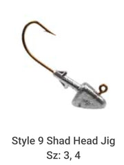 Circle B Tackle Do It Mold Style 9 Shad Head Jig side view showing 8/0 hook balance