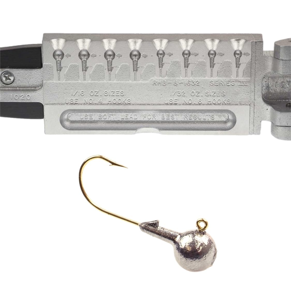 Circle B Tackle Do It Round Head Jig 1/32oz with eight-cavity mold for versatile rigs.