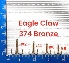 Circle B Tackle Eagle Claw 374 bronze 2x strong 25-pack hooks for versatile fishing