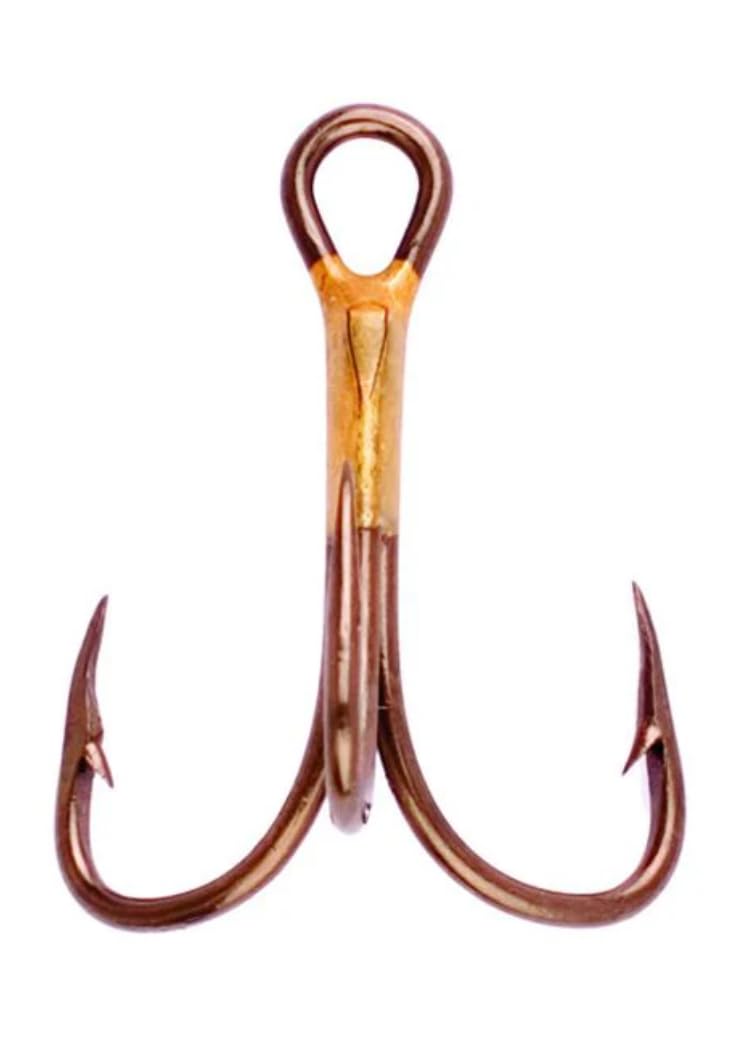 Circle B Tackle Eagle Claw 374 bronze treble hook 25-pack close-up for topwater lures and structure.