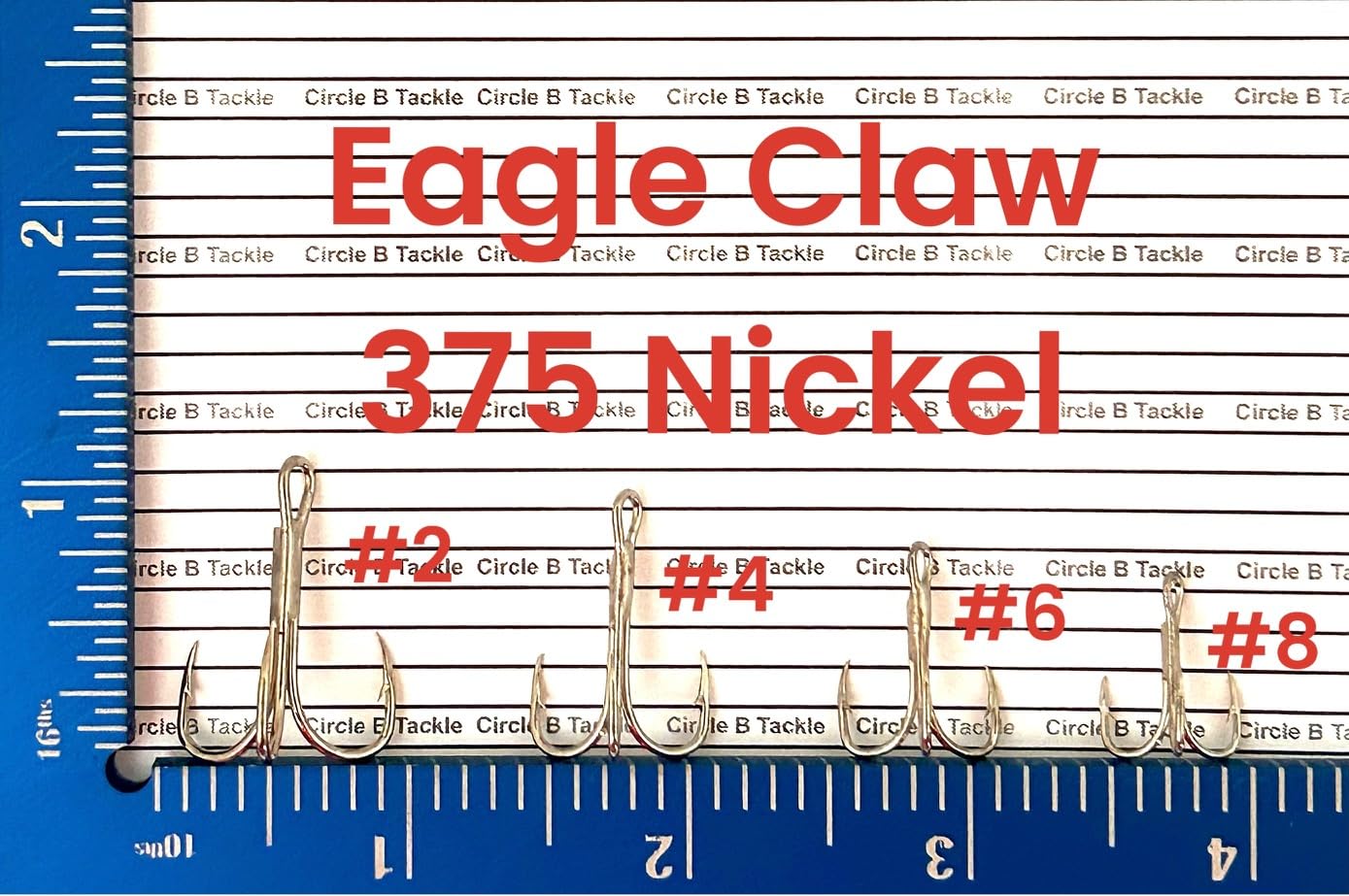 Circle B Tackle Eagle Claw 375 treble hook packaging view highlights American-made quality