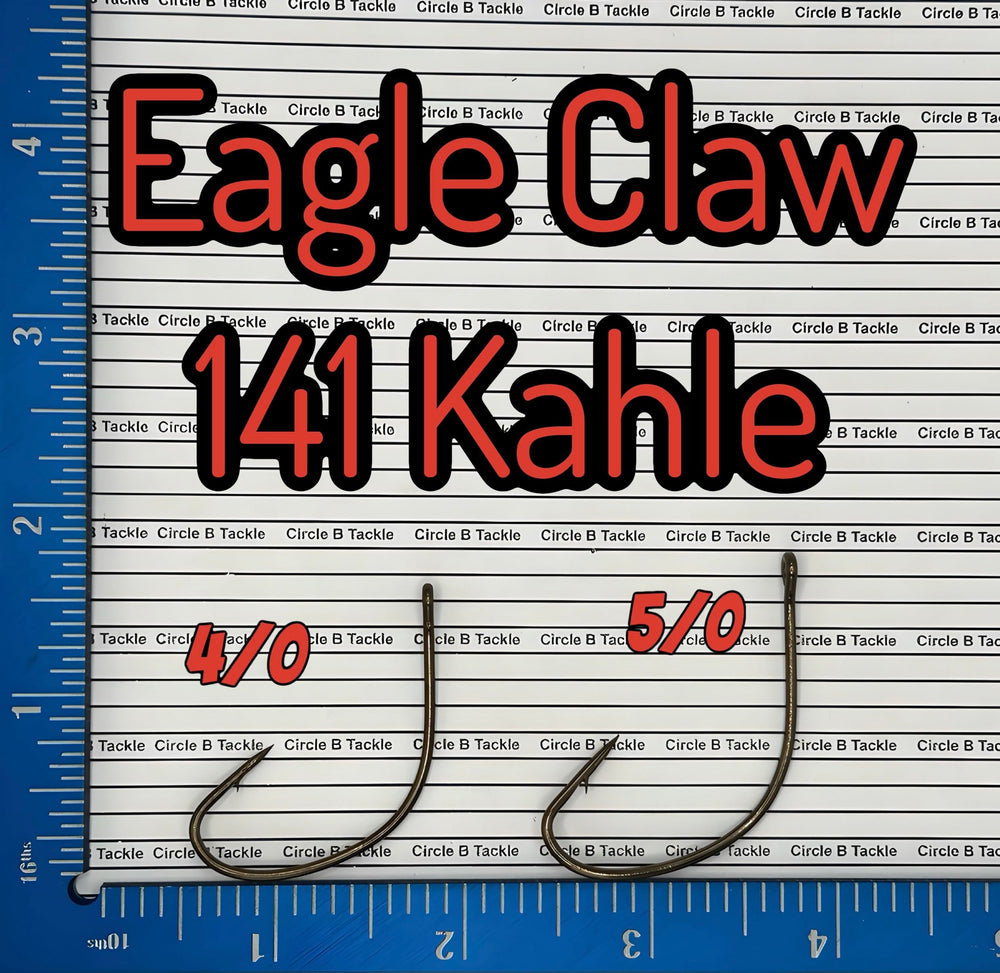 Circle B Tackle Eagle Claw L141 Kahle hook bronze offset 4/0 shows versatile gap for bulkier live bait