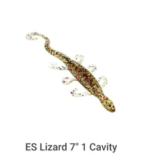 ES Lizard 7-in mold side view highlights durable aluminum construction for DIY lure making.