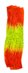 Circle B Tackle Firetip skirt in chartreuse with orange tip enhances visibility and action.