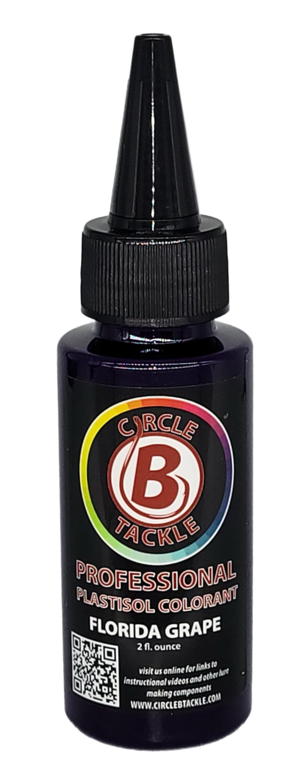 Circle B Tackle Florida Grape colorant bottle for precise color control in soft plastics.
