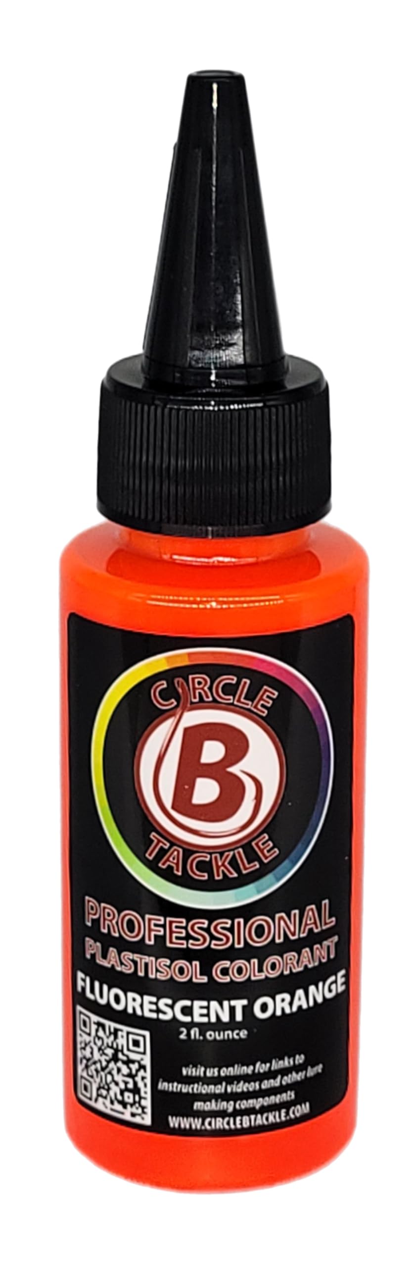 Circle B Tackle fluorescent orange colorant bottle for precise plastisol color control
