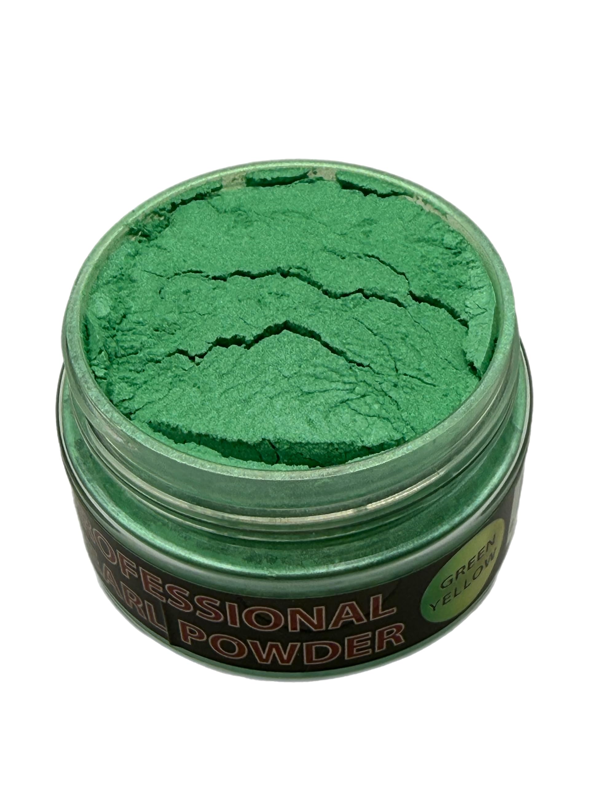 Circle B Tackle Green Yellow Pearl powder pigment creates lifelike shimmer on soft plastic baits.