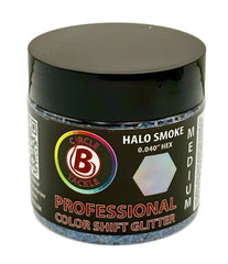 Circle B Tackle halo smoke hex glitter for heat resistant soft plastic lures.