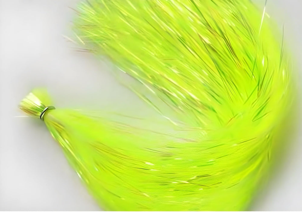 Circle B Tackle Hedron flashabou skirt with dyed-pearl finish for lifelike lure color.