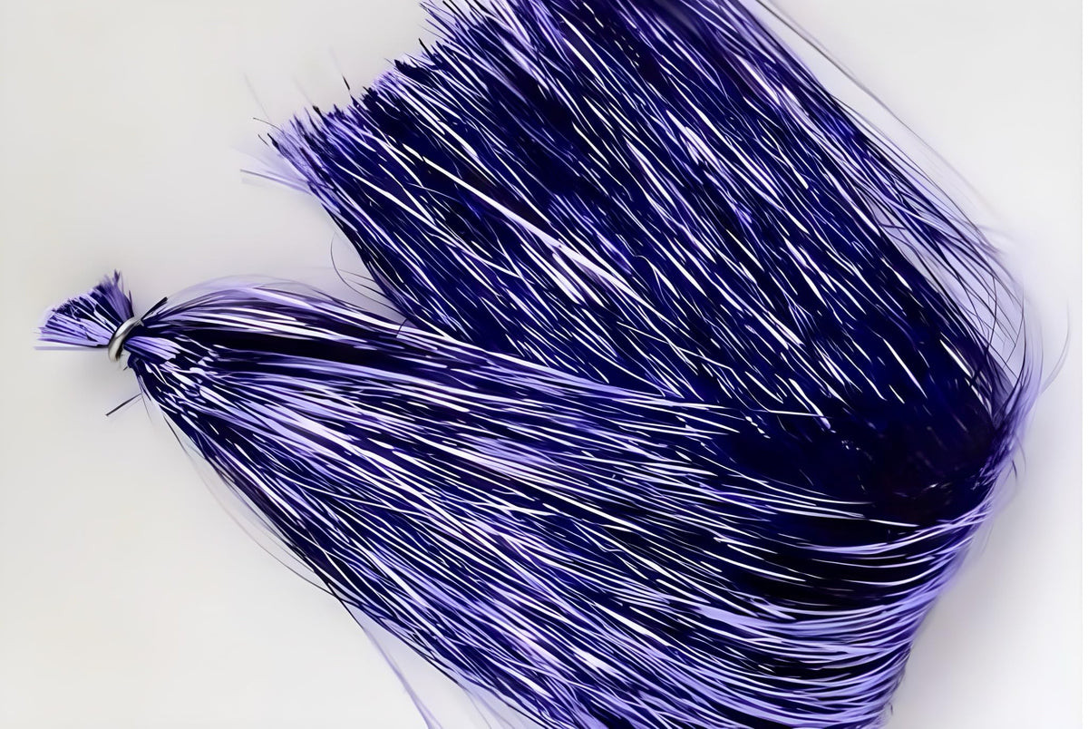 Circle B Tackle Hedron Flashabou original fly tying material in purple with durable reflective shine.