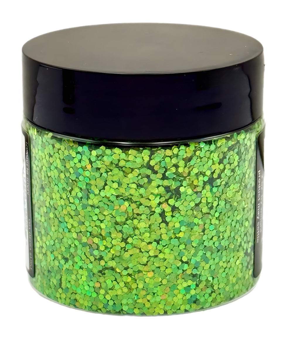 Circle B Tackle high temp hex glitter, chameleon effect, ideal for vibrant lure finishes.