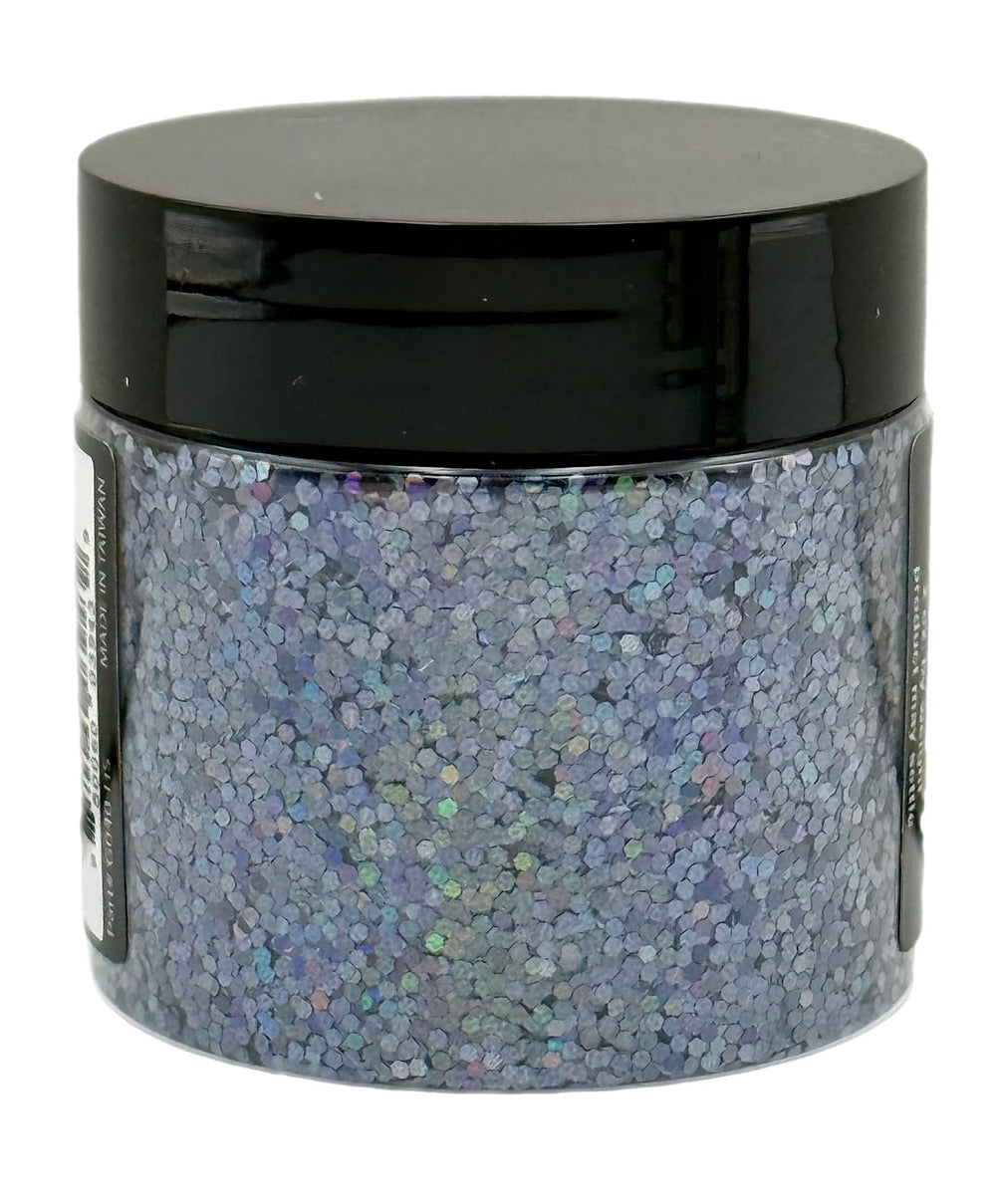 Circle B Tackle med hex glitter enhances color shift in high temp lure making.