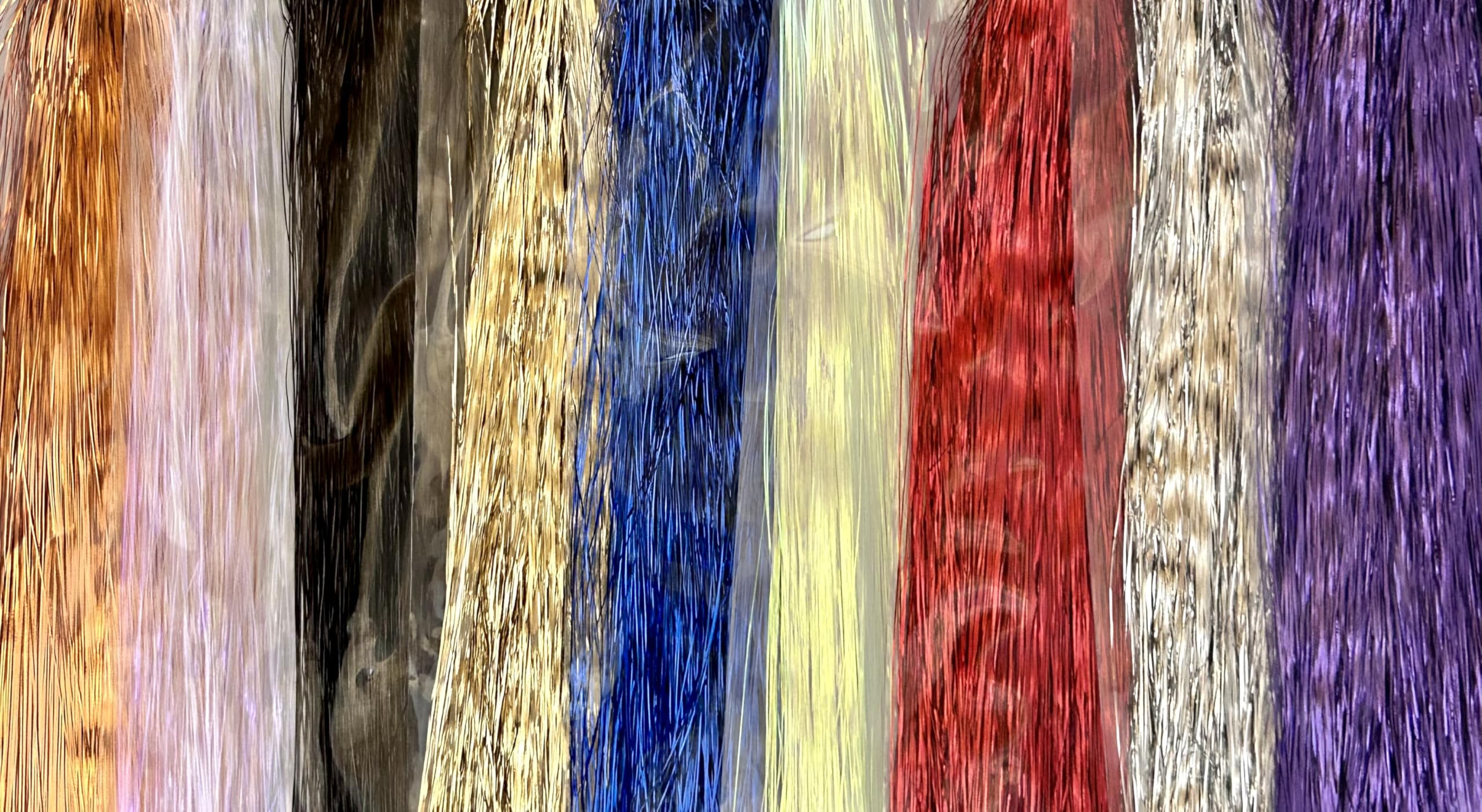 Circle B Tackle metallic tinsel Flashabou in purple enhances water movement.