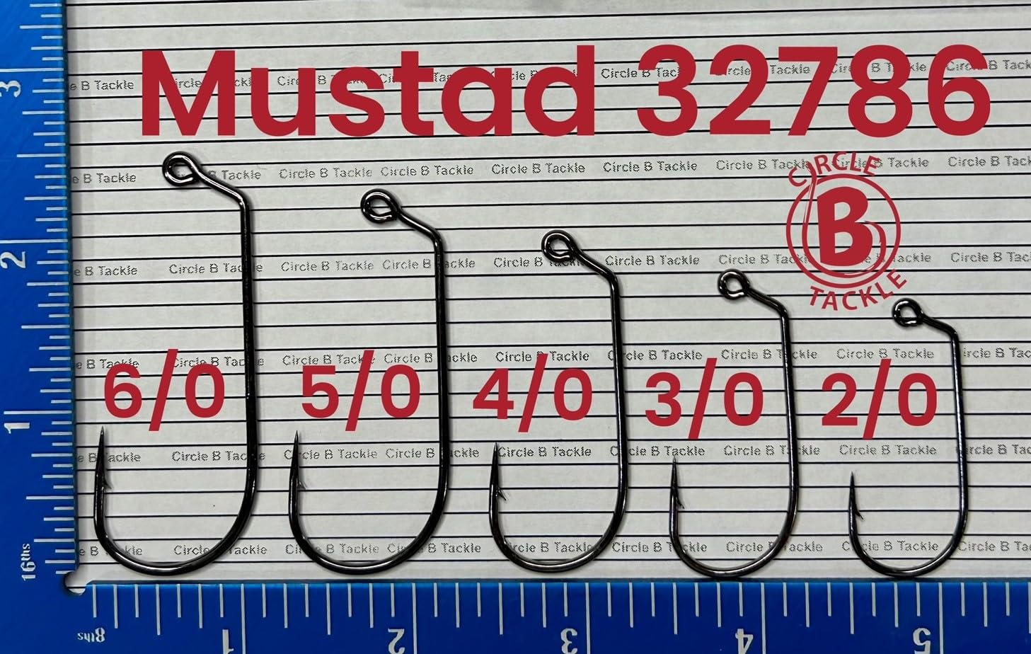 Circle B Tackle Mustad 32786 black nickel finish resists corrosion and wear.