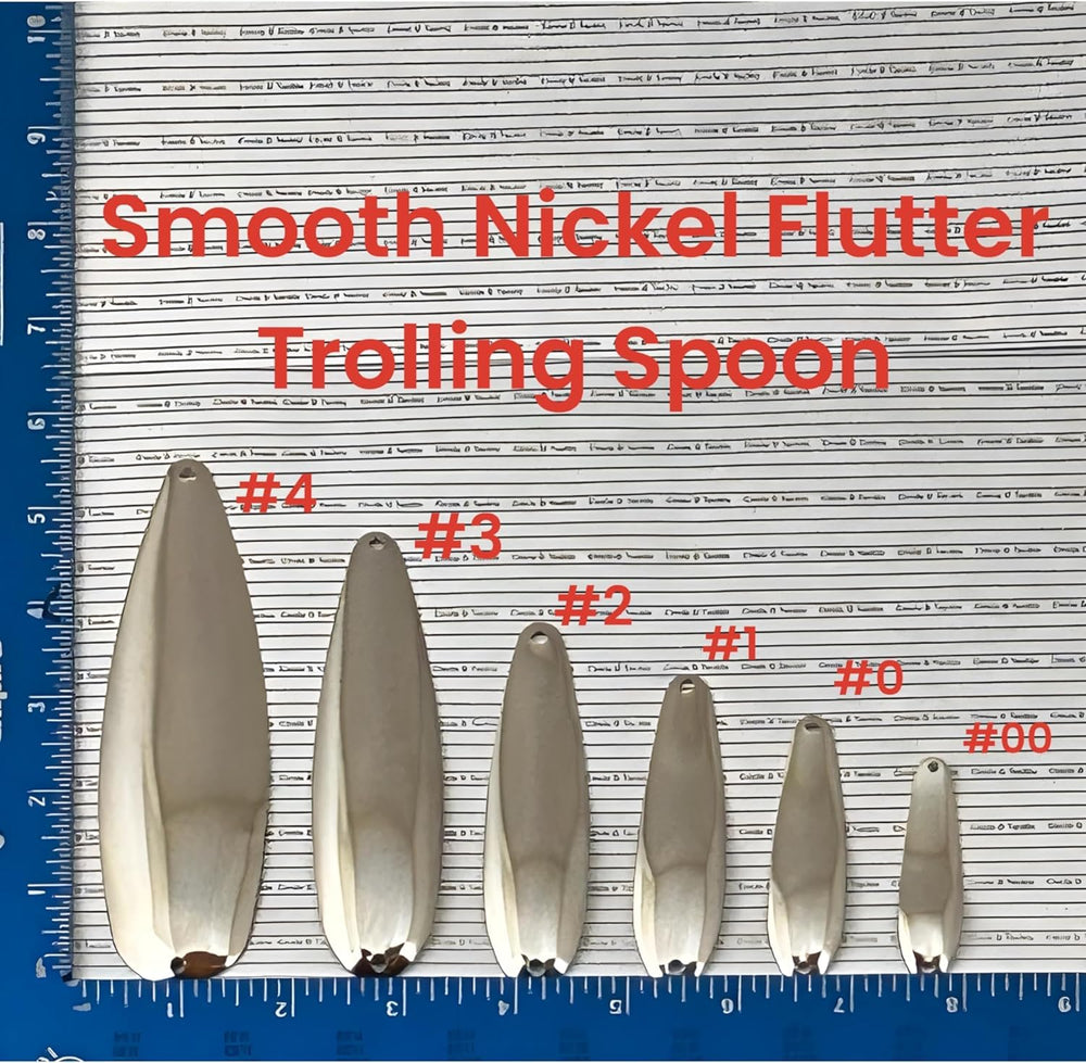 Circle B Tackle nickel smooth trolling spoon burnished edge close-up, edge protects fishing line.