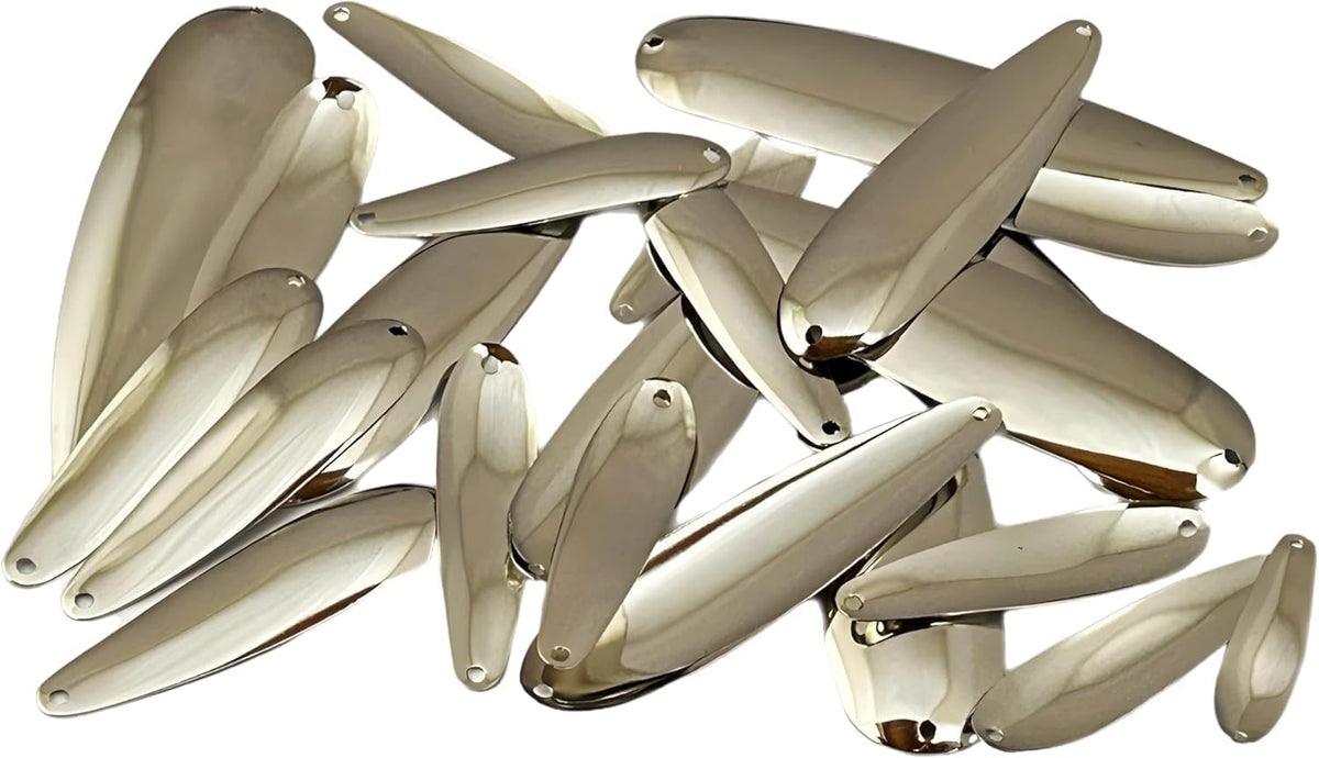 Circle B Tackle nickel smooth trolling spoon pack in a 10-pack, ready for DIY lure making.
