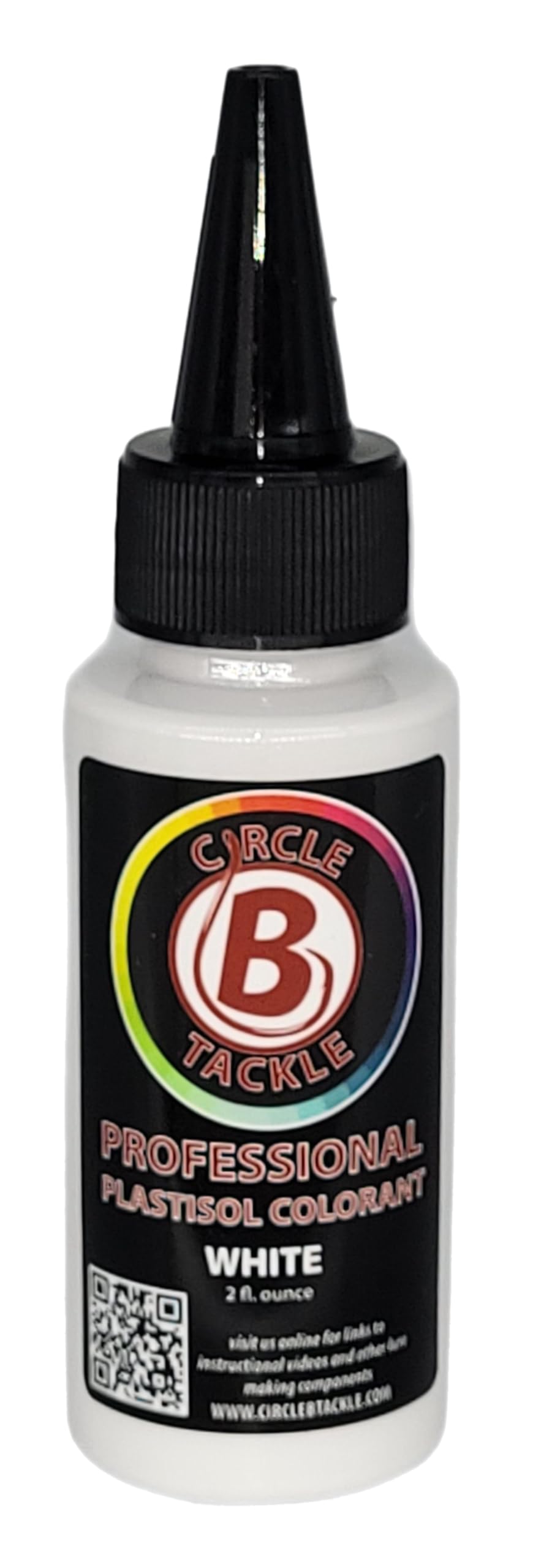 Circle B Tackle Plastisol Colorant in white dropper bottle for precise lure color control.