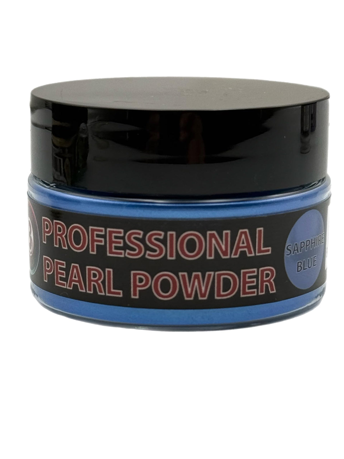 Circle B Tackle sapphire blue pearl powder jar adds lifelike color and reflective shine to soft plastics.
