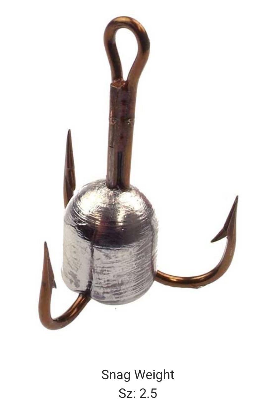 Circle B Tackle snag weight 1.5 oz hook detail shows 8/0 cavities for snagging and casting.