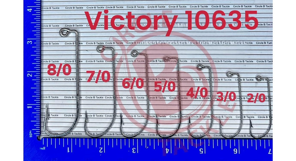 Circle B Tackle Victory 10635 90° hook pack view highlighting forged heavy wire for tough jigging