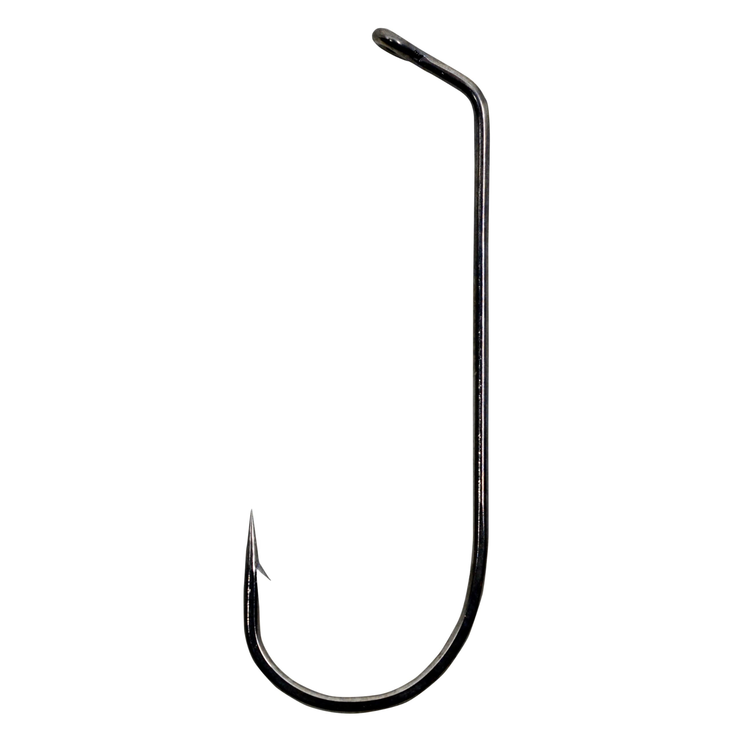 Circle B Tackle Victory 10798 black nickel 60° flat-eye hook close-up for jig fishing versatility