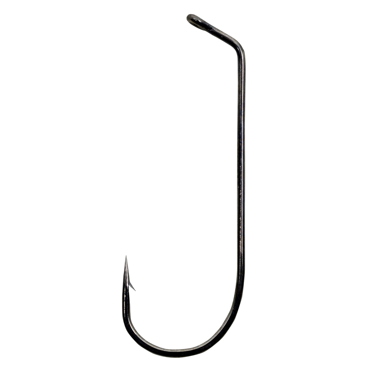 Circle B Tackle Victory 10798 black nickel 60° flat-eye hook close-up for jig fishing versatility