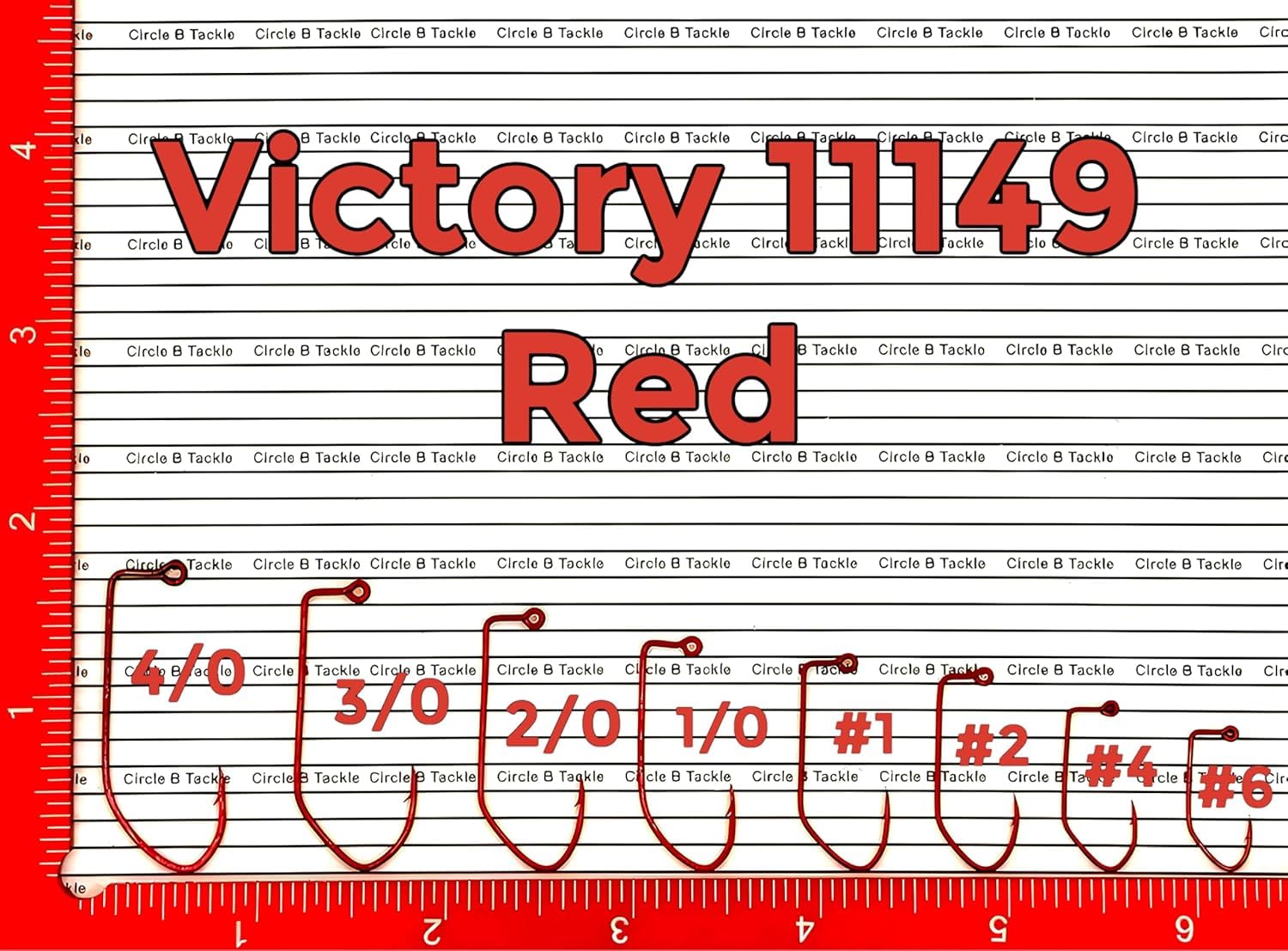 Circle B Tackle Victory 11149 red jig hook, 90deg Endura Point for reliable hookups