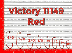 Circle B Tackle Victory 11149 red jig hook close-up showing 90° design for walleye.