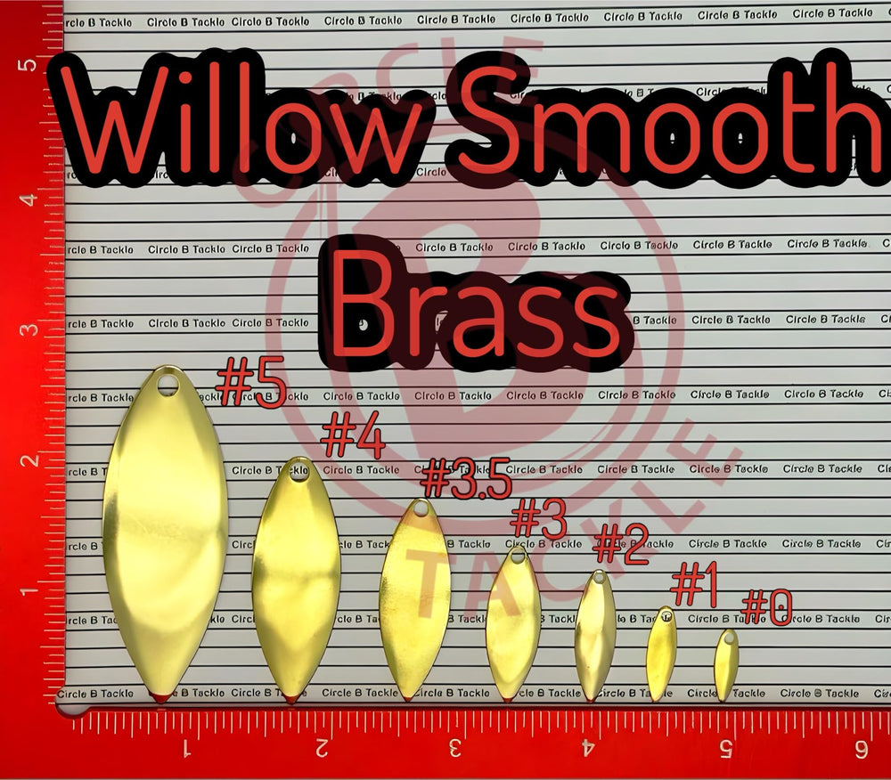 Circle B Tackle Willow brass smooth spinner blades, USA-made quality coating