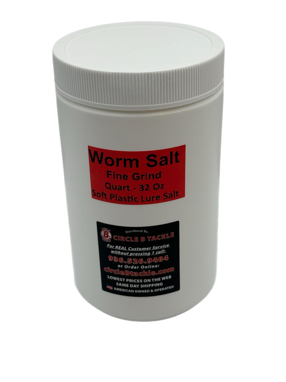 Circle B Tackle Worm Salt dispensing jar ready for on-water lure prep.