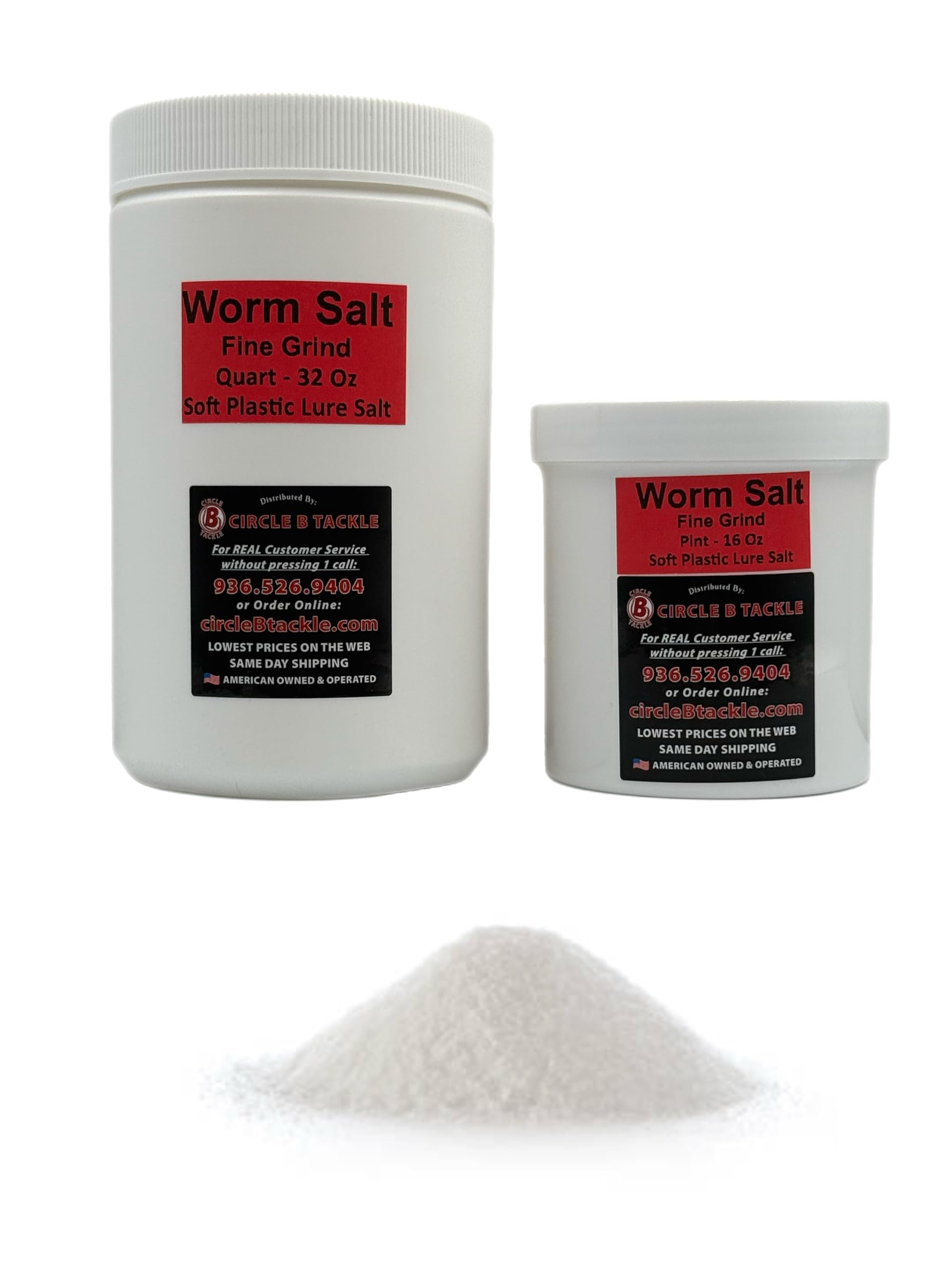 Circle B Tackle worm salt quart jar with high salinity for longer lure hold.