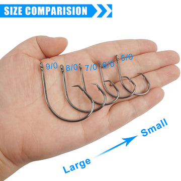 50-piece circle hooks pack showing multiple sizes