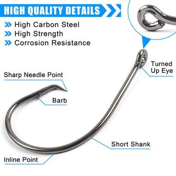 Close-up of inline circle hook showing straight eye