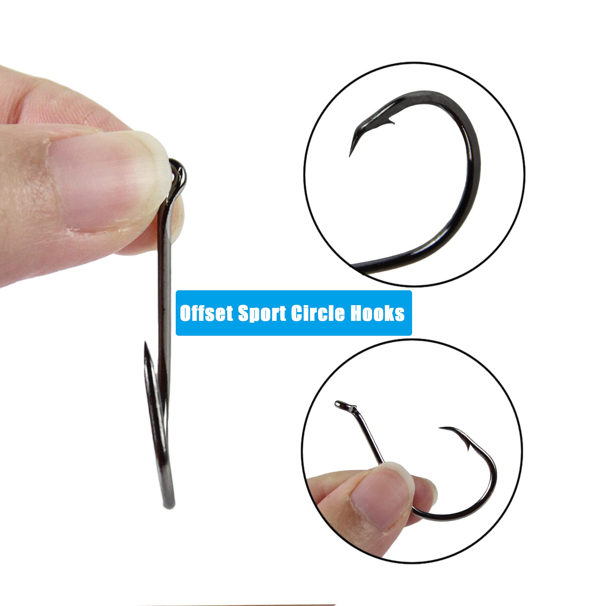 Sizes chart for circle hooks showing ten sizes