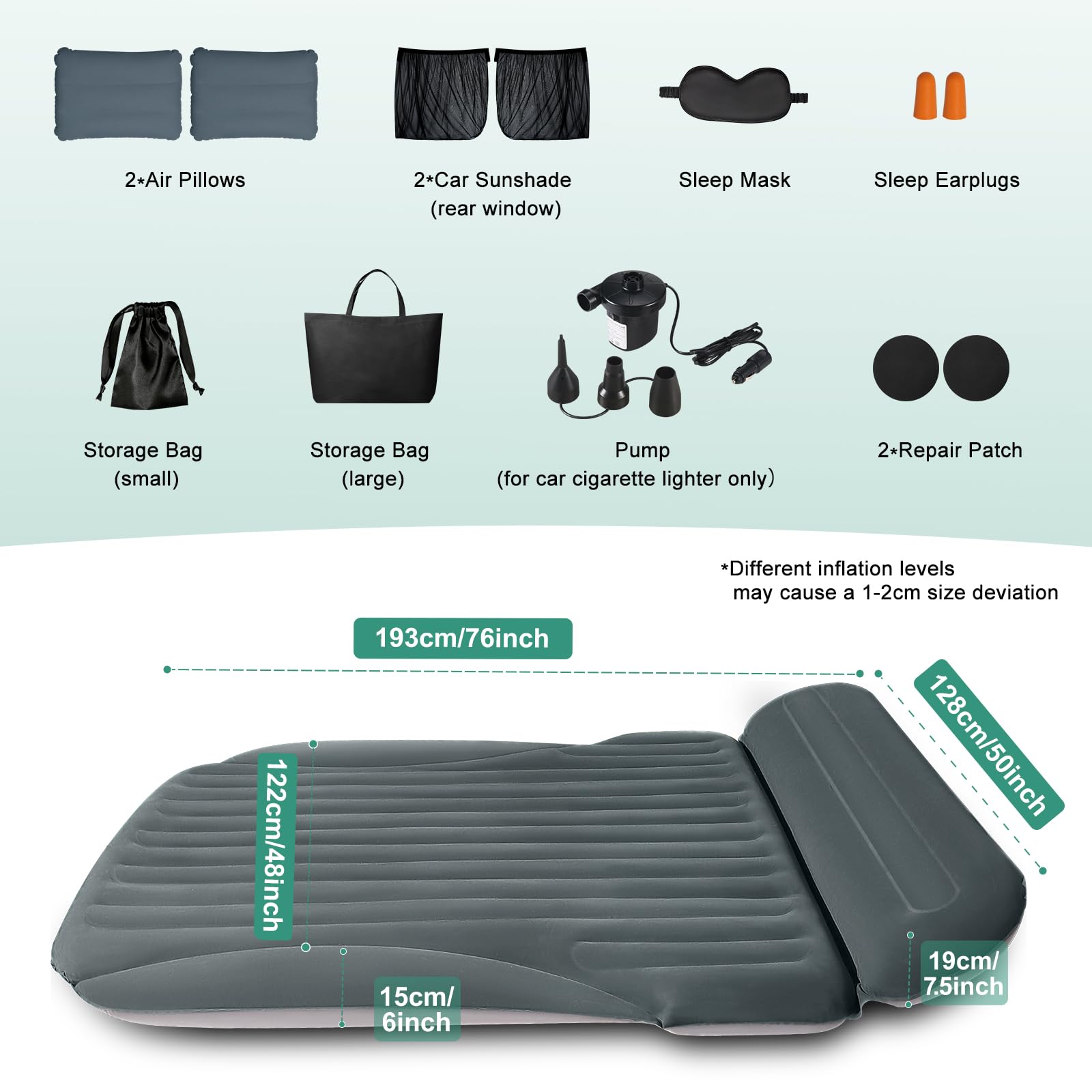 Ciremiv SUV air mattress back view with plush velvet surface