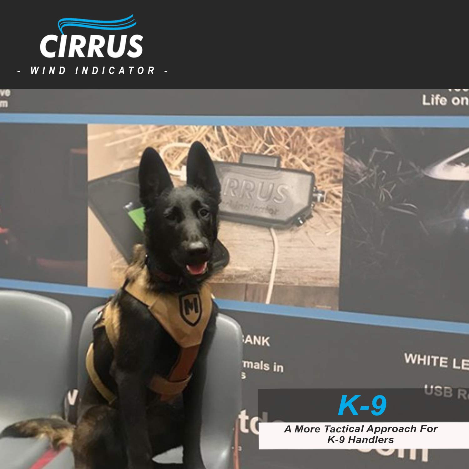 Cirrus wind indicator low-light training setup with LED illumination.