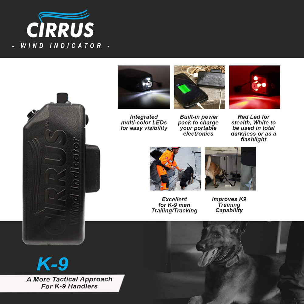 Cirrus wind indicator USB charging cord included for easy power recharges.