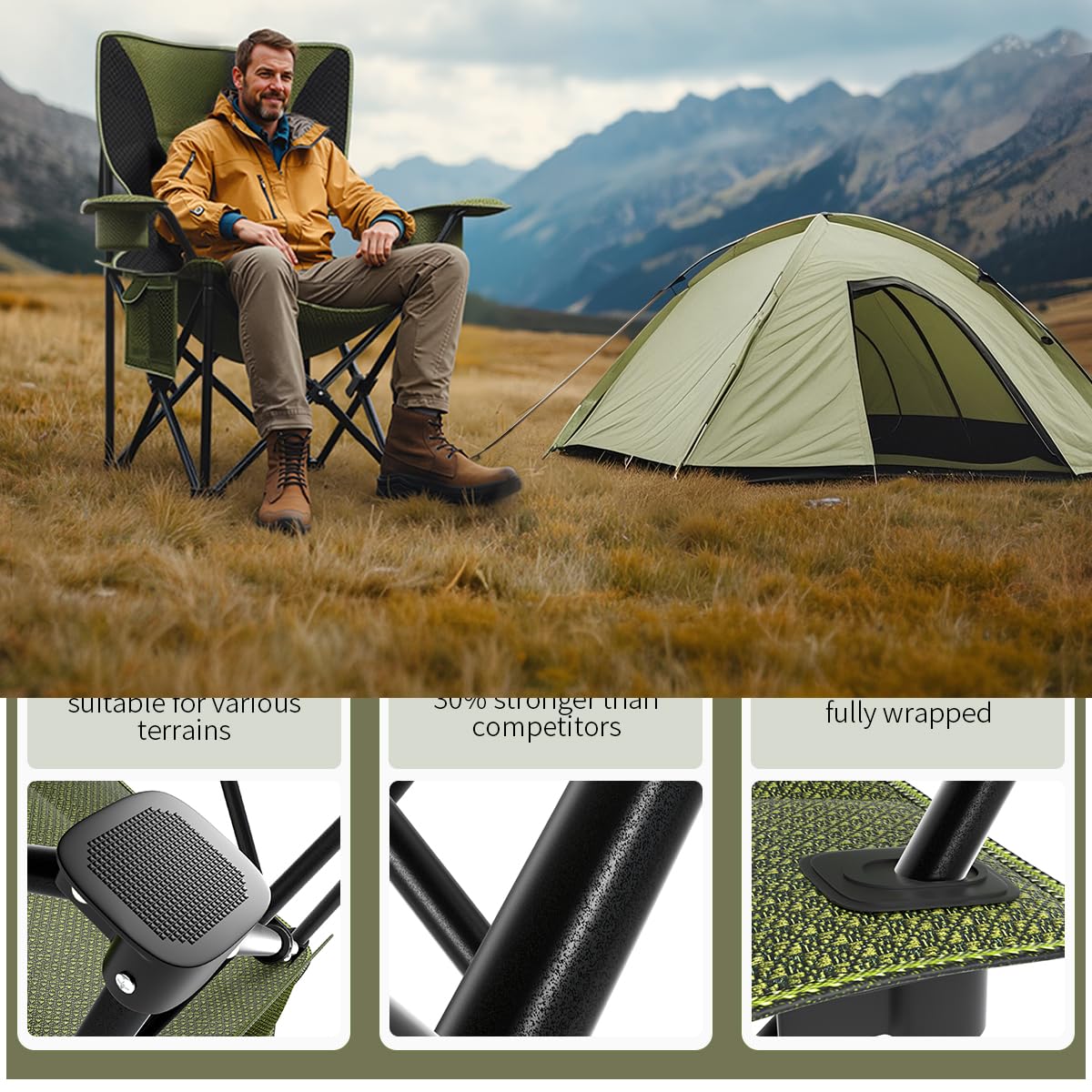 CJ Dropshipping chair with cooler bag keeps drinks cold during outdoor adventures.