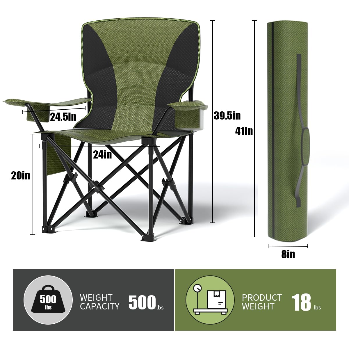 CJdropshipping oversized camping chair with cup holder for easy drink access.